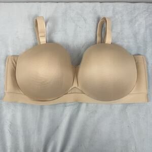 Cacique Comfort Bliss‎ Bra 46DDD Beige Lightly Lined Multi Way Strapless